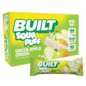 Built Sour Puff Green Apple Crush Protein Bar 1.41oz 12ct